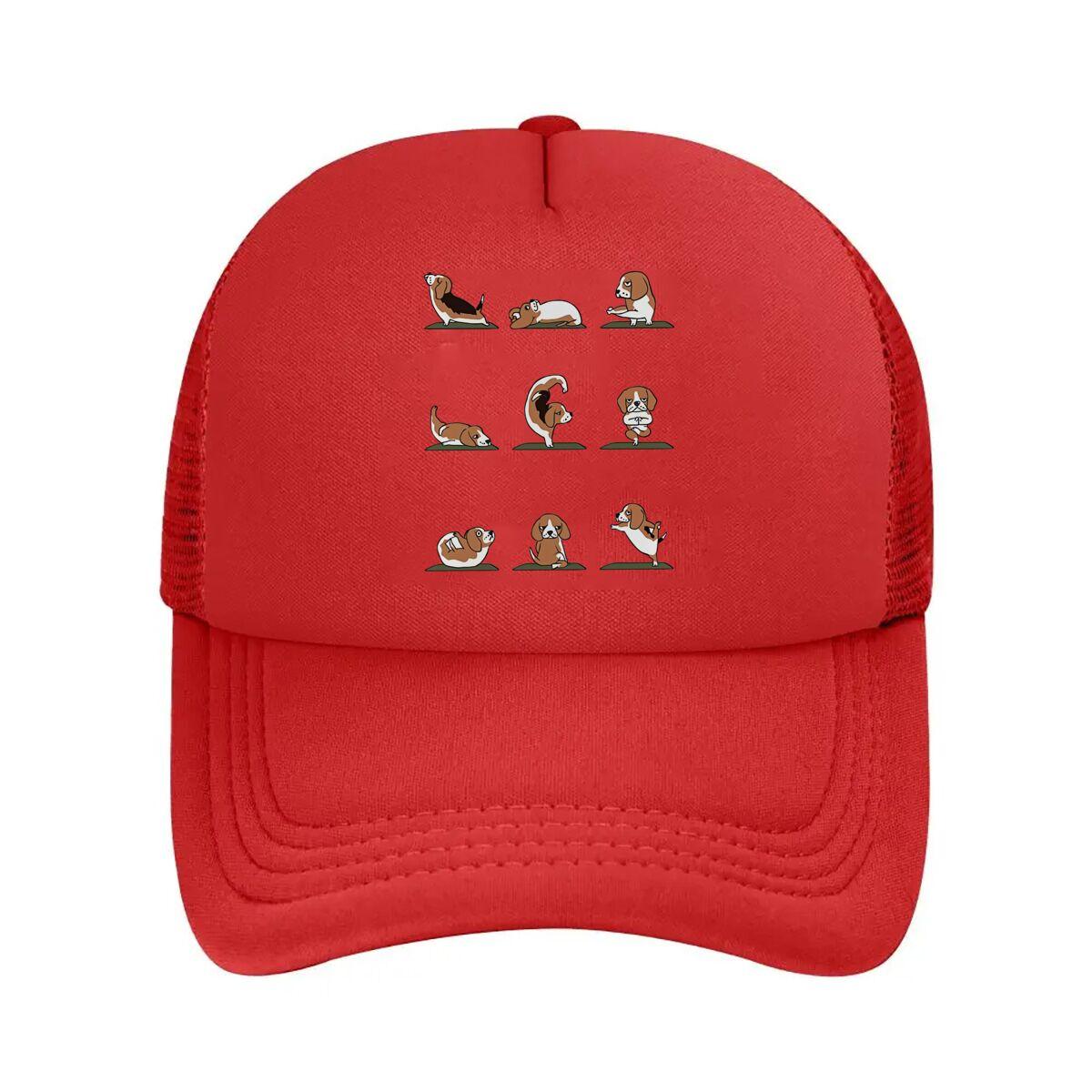 Beagle Yoga Art Graphic Mesh Baseball Cap Casual Hat Outdoor For Womens Unisex FeUnisex One Size