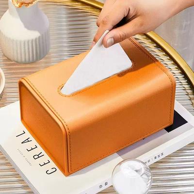 Household Tissue Box Leather Napkin Holder Rectangle Wet Paper Case Living Room Office Decorative Car Organizer Desk Storage Box