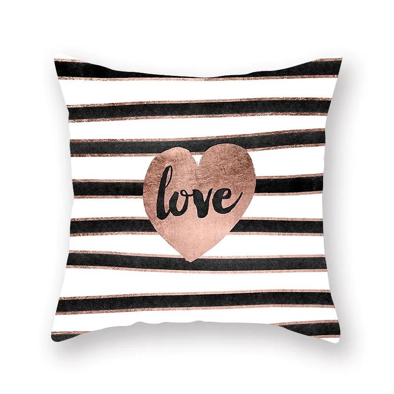 Cute Pink Red Heart Print Home Decor Pillow Sofa Cushion Cover Valentine's Day  Pillowcase