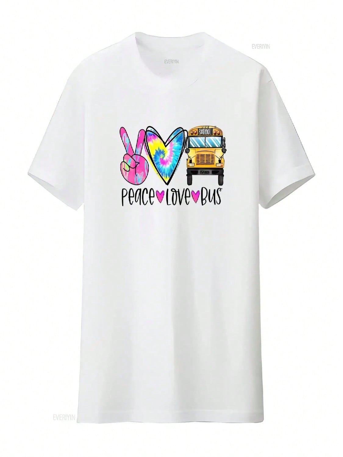 Peace Love Bus Driver T Shirt Life School Proud Back To Appreciation Vintage Washed Versatile Designer Clothes Streetwear S разноцветный
