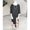 Used Long Dress (one-piece) - Black Tomesode with Yuzen Pattern, Made from a Mitsukoshi Custom-made Kimono, Unlined.