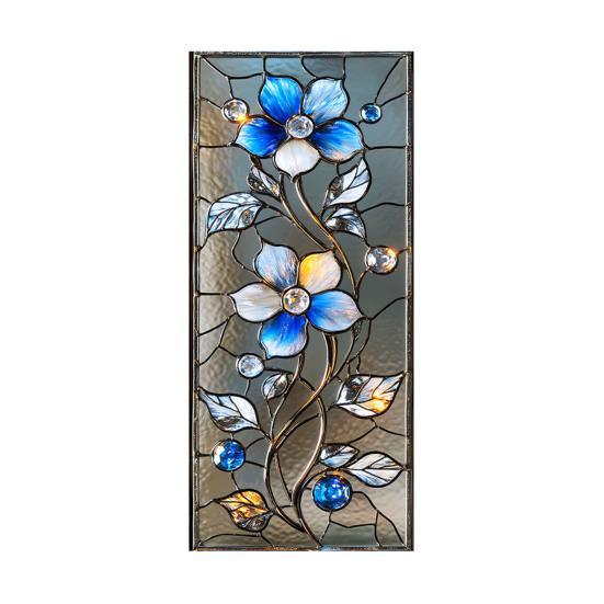 

Window Privacy Film Sun Blocking Stained Glass Floral Window Decals Removable Static Clings for Living Room Bedroom Kitchen A