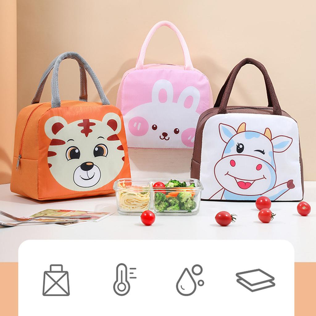 Lunch Bag Cute Cartoon Animal Pattern Waterproof Large Capacity Portable Thermal Insulation Lunch Box Bag for Women Men