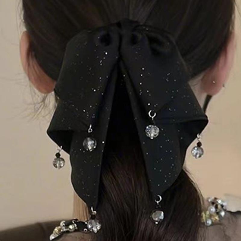 Multi-Layer Bow Bead Ponytail Clip Women French Elegant Hair Clips Hair Accessories