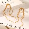 18k Gold Niche Round Tassel Stainless Steel Stud Earrings for Women