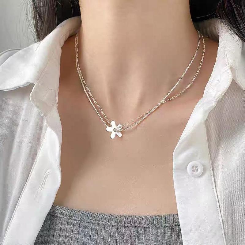 Elegante Damen S925 Sterlingsilber Perlenanhänger Halskette - Leichte Luxus Schlüsselbeinkette