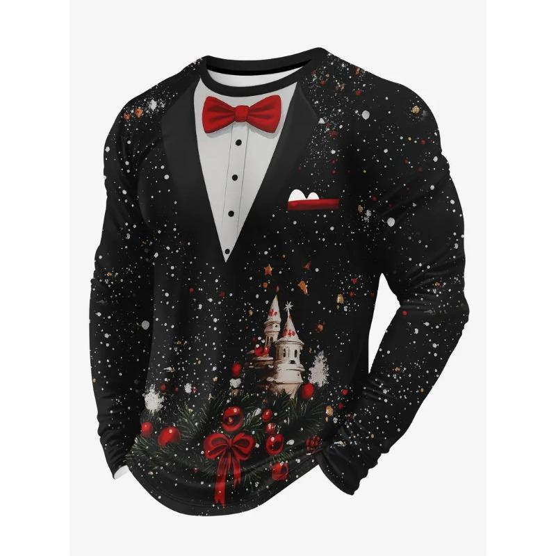 Christmas Series Man T Shirts 3D Funny Harajuku Printed Fashion Long Sleeve Round Neck Clothing For Men Casual Tops T-shirt
