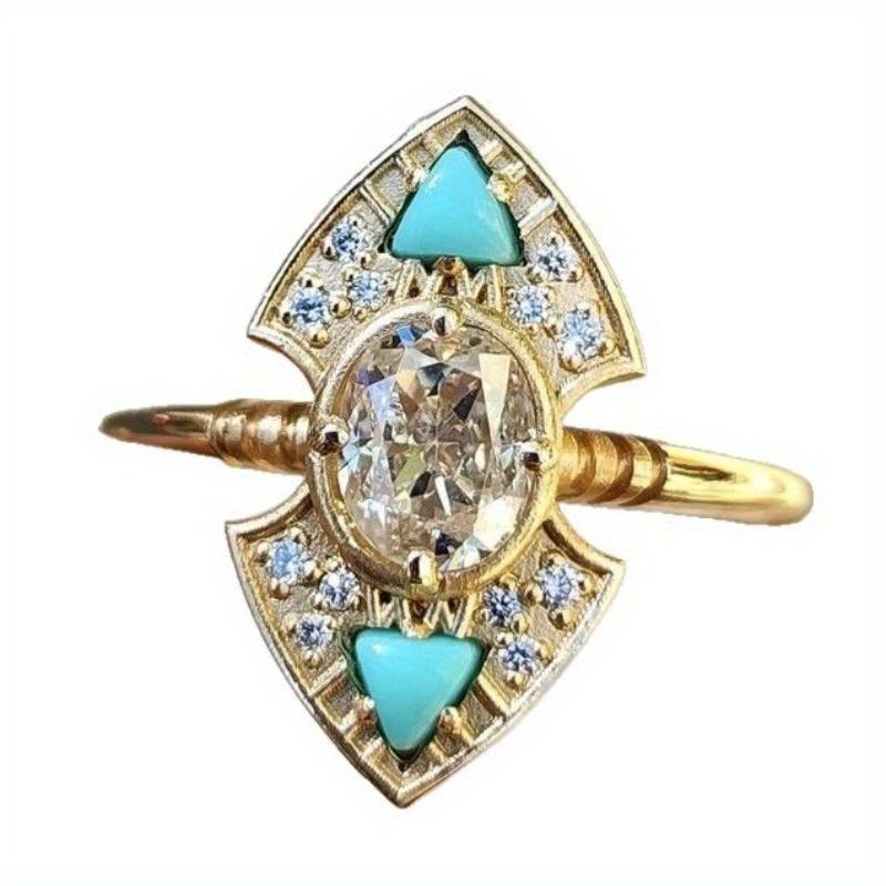 1Pc Fashionable Retro Fashionable Multi-functional Ring Inlaid with Synthetic Zircon