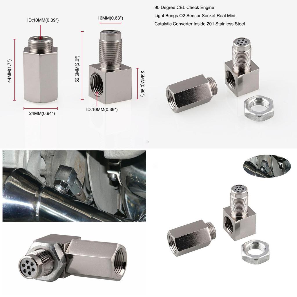 Ideal Gift 90 Sensor Spacer Engine Light Cel Check Bung Mini Catalytic Converter For Car Enthusiasts