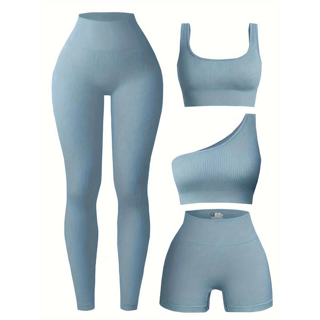 Women's Seamless Yoga Set: High-Elastic Vest and Breathable Sweat-Wicking Gym Tights.