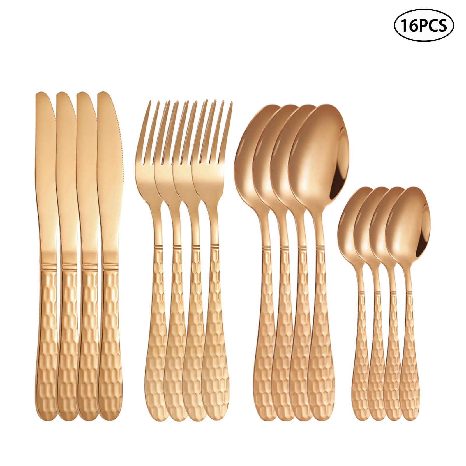 

Набор столовых приборов из нержавеющей стали розовое золото 4/6/16/24 шт. нож для стейка вилка ложка набор столовых приборов подходит для семьи западного ресторана