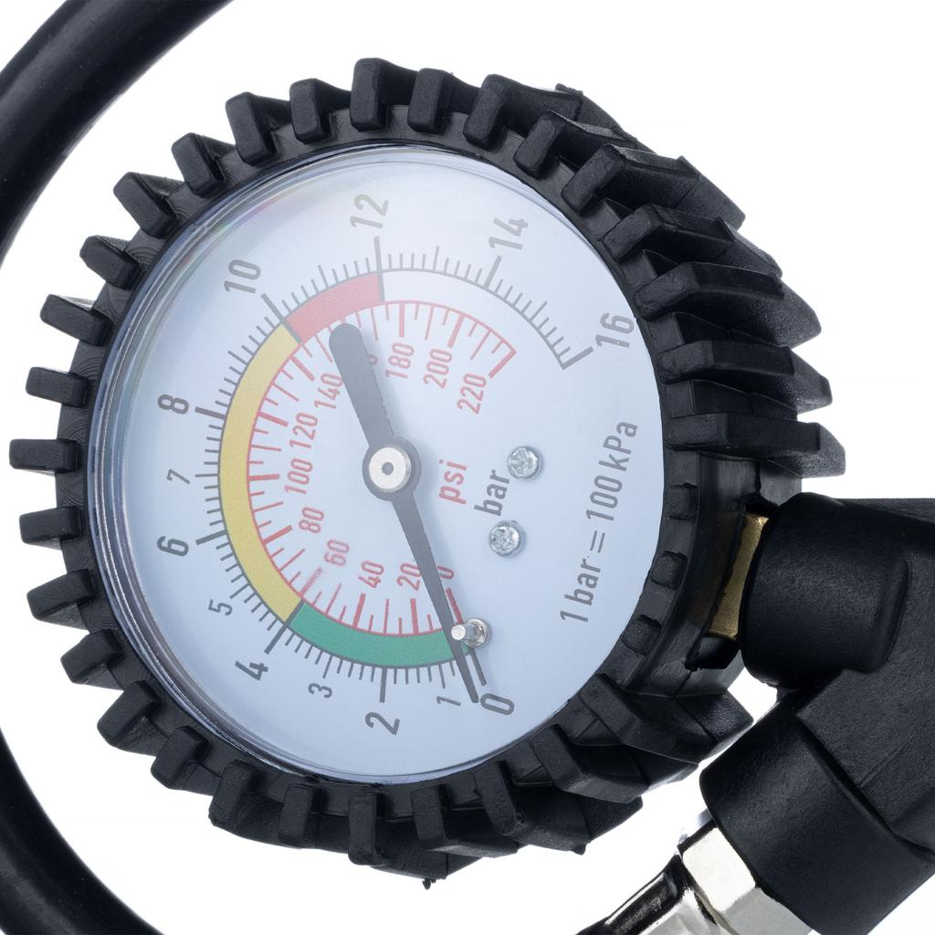 Rosfix Pneumatic Gun with Pressure Gauge – Pressure Range 0-16 Bar | Aluminum | 35 Cm Hose, Rubberized Pressure Gauge Cover