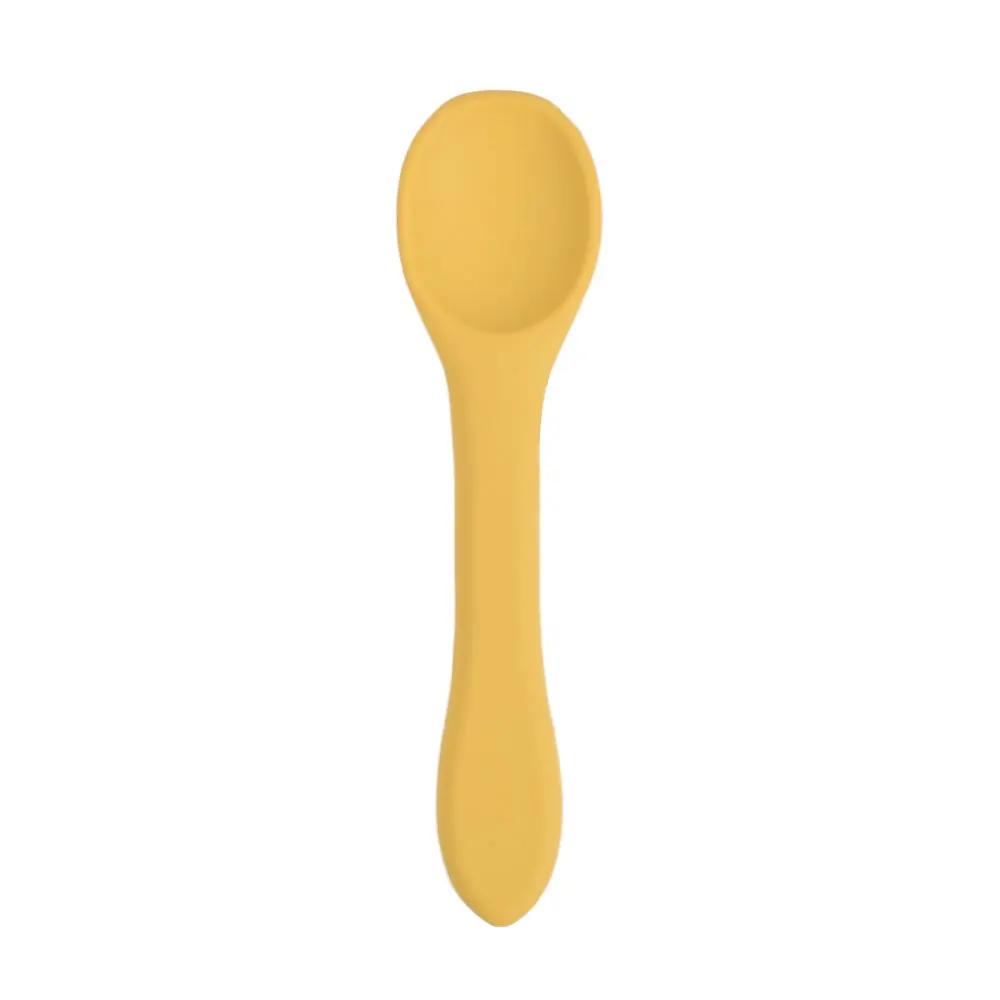 1PCS Full Silicone Spoon For  Utensils Food Grade Silicone Free Dishes Feeding Set Easy To Rinse  Tableware