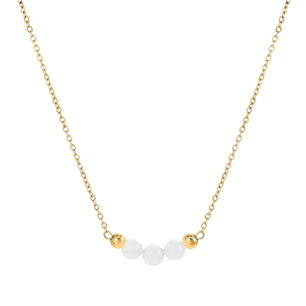 Vintage Necklace Featuring Natural Stone Adjustable Length Necklace Stainless Steel Texture Present for Women and Girl