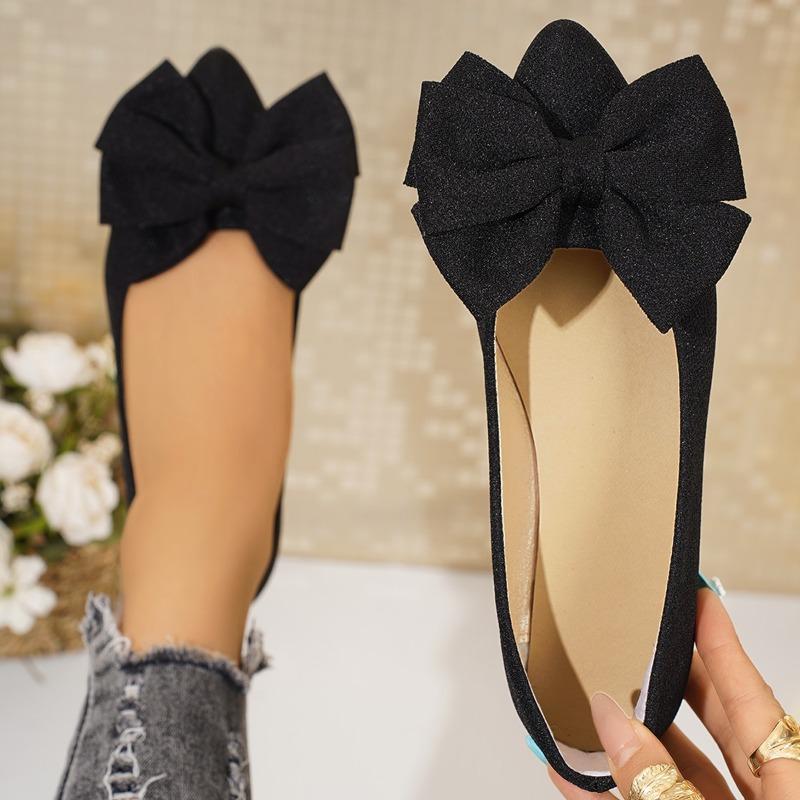 New flat-bottomed casual single shoes women's large-size bow-pointed lazy shoes tm
