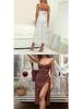 2026 Spring European & American Women's Sexy Printed Lace-up Slit Camisole Dress