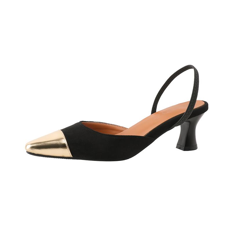 Women's High-heeled Sandals Summer Small Fragrant Style Pointed Thin Heel Color Matching Large-size Sandals