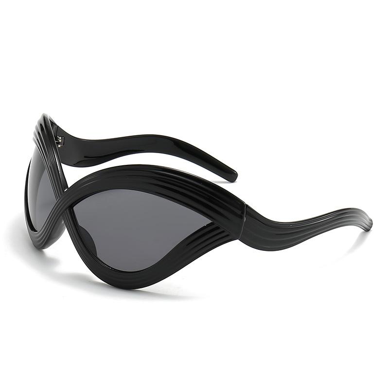 Wellenlinien Großrahmenbrille Futuristische Sonnenbrille Damen Persönlichkeitssonnenbrille