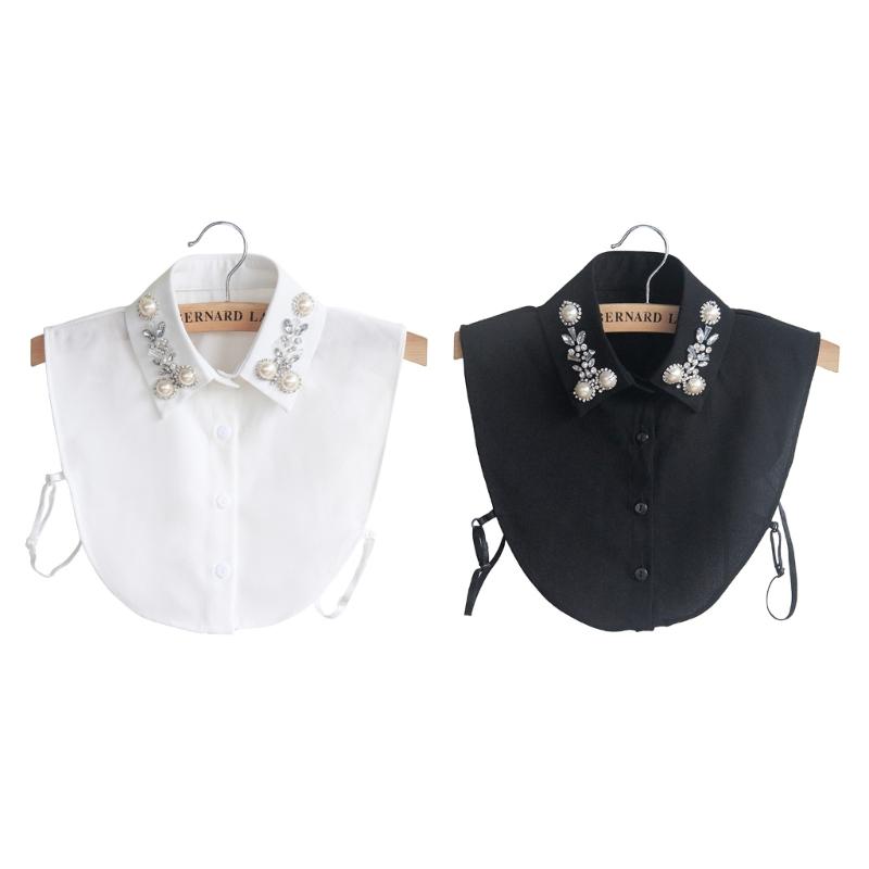 Detachable Collars For Women Rhinestone Dickey Collar Faux Collar False Collar Half Shirt For Women Pearl False Collar
