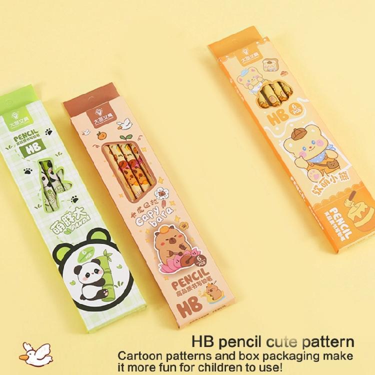 6PCS Cartoon Wood Pencils Ergonomic Grip Drawing Pencils for Students Children Class Reward Daily Sketching Writing