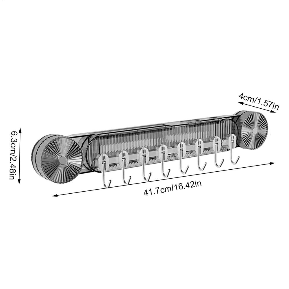 Durable Vacuum Suction Cup Hook No Drilling Adjustable Rail 8 Hangers Kitchen Hook Rack Vacuum Suction Removable Wall Hooks