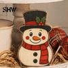 Decorative Shelf Statues Christmas Wooden Table Decorations, Santa Claus Snowman Reindeer Desktop Ornaments, Indoor Holiday Displays Distressed Tiered