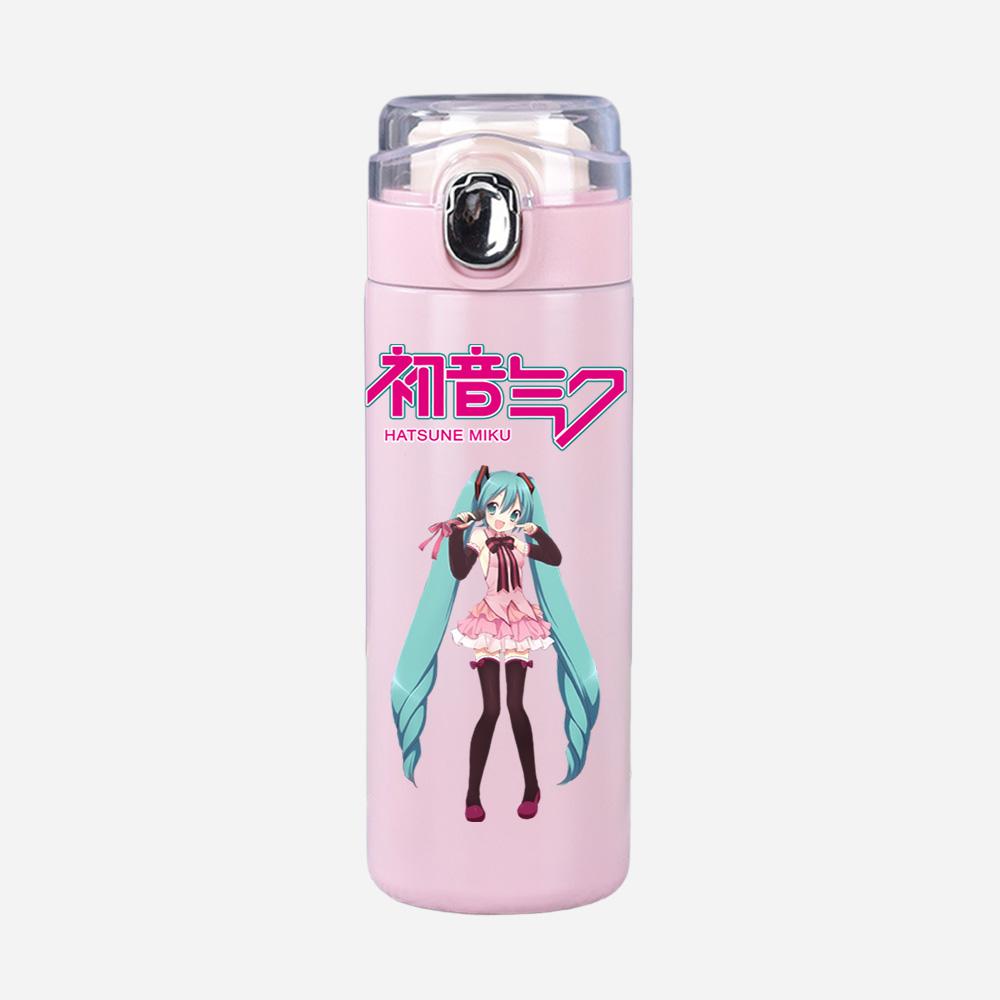 Tazza Termica Stampata Anime Hatsune Miku Portatile Acciaio Inossidabile 400ml Borraccia Anti-perdita Tazza da Campeggio Regalo