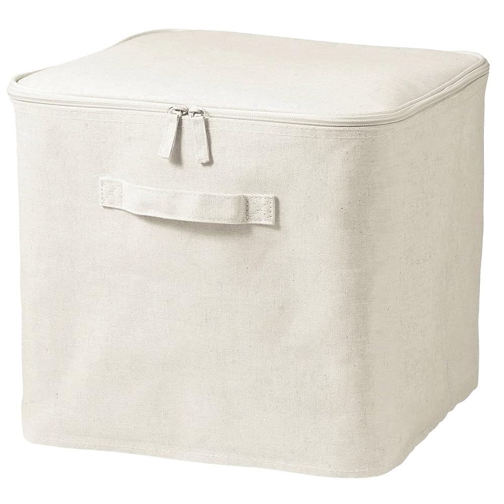 MUJI Soft Box, Large Size, 35cm (W) X 35cm (D) X 32cm (H), Polyester Linen, with Lid, Item Number