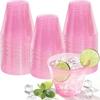 50 Pack Plastic Cups 9 Oz Pink Clear Plastic Cups for Cocktail Fancy Disposable Cup for Party Stemless Wine Glasses for Wedding Thanksgiving Christmas