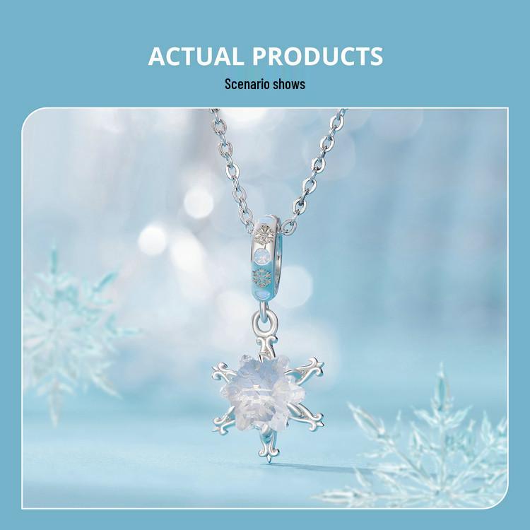 Avle Original Snowflake DIY Pendant: S925 Sterling Silver-Plated Beads Jewelry for Women