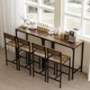3-Piece Bar Table Set with 2 Stools, Industrial Breakfast Bar Set with Footrest, Backrest for Dining Room, Small Space