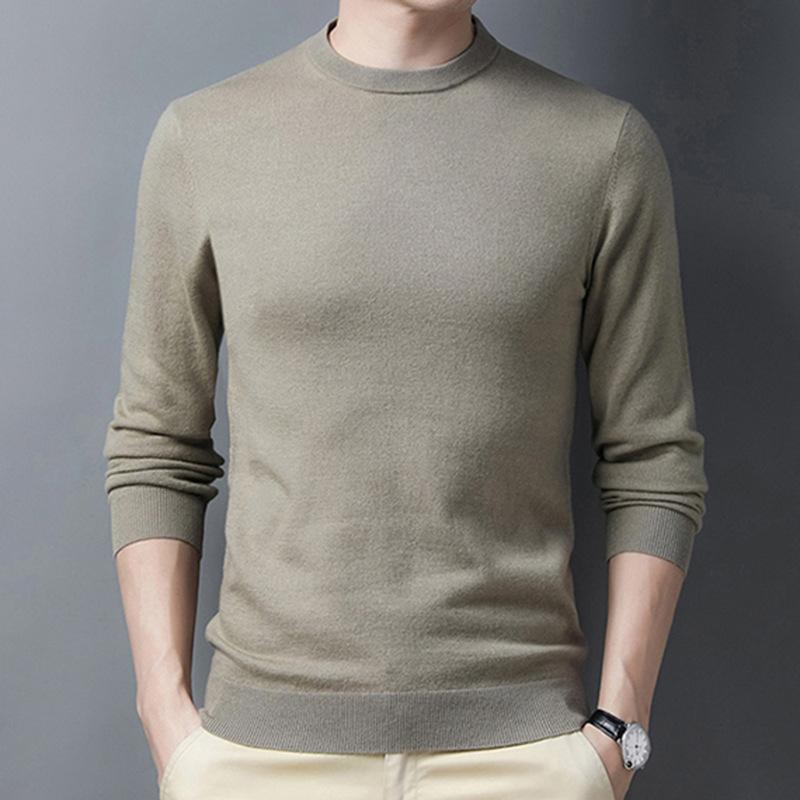 Spring and Autumn Men's Pure Wool Sweaters, Round Neck Bottoming Shirts, Business Casual Sweaters for Men
