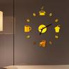Tasse à café élégante Horloge murale 3D moderne Autocollant Pour Décoration de bar à domicile DIY Élégant