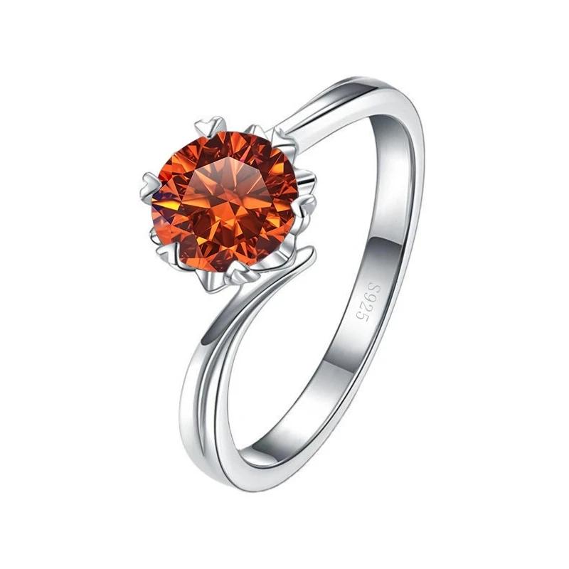Bague Ringen S925 Set With D Color Moissanite Classic Six Claws One Carat Snowflake Women's 18-karat Gold Plated Ring