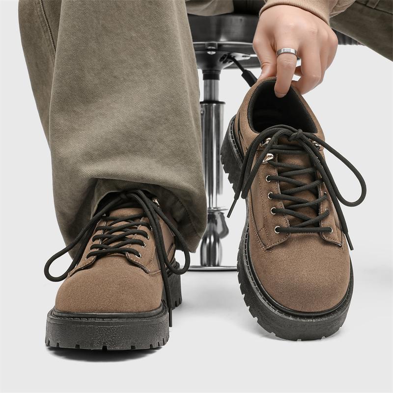 Amerikanische Retro-Schuhe Frühling Nische Maillard Plateau Niedrige Leder-Schuhe Lässig