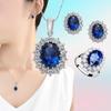 Authentic 925 Sterling Silver Plated Women Wedding Engagement Jewelry Collections Princess Oval Zircon Crystal Necklace Earrings Ring