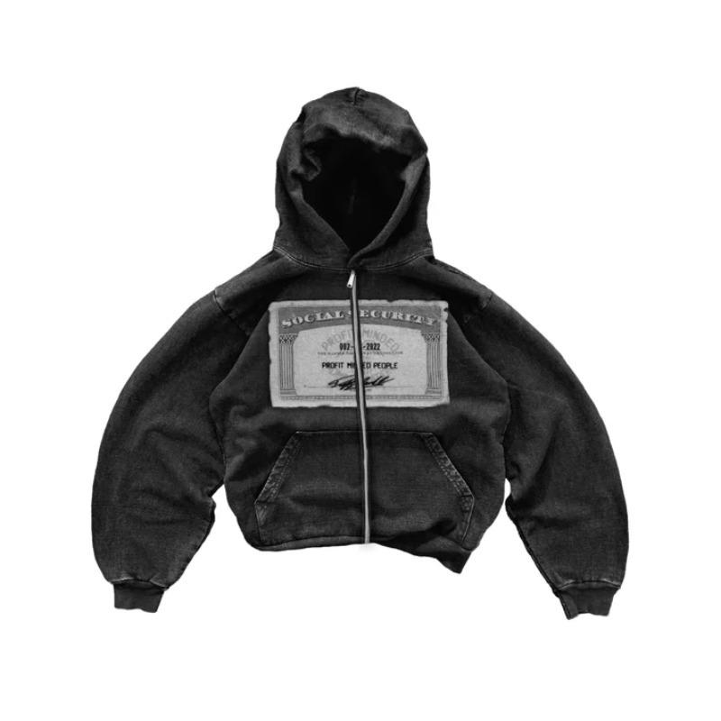 Dollar rood nieuw hoodie herfst en winter Amerikaans retro gewassen lange mouwen hoodie trendy los casual top