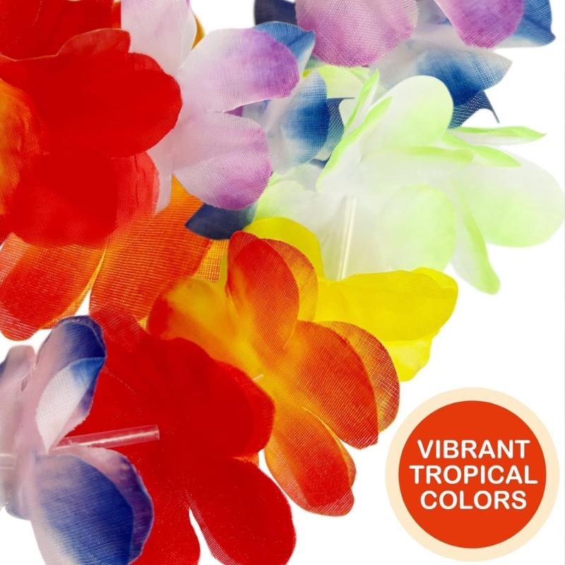 Vibrant Colorful Hawaiian Lei Necklace For Tropical Themed Parties Birthday Celebrations Beach Event