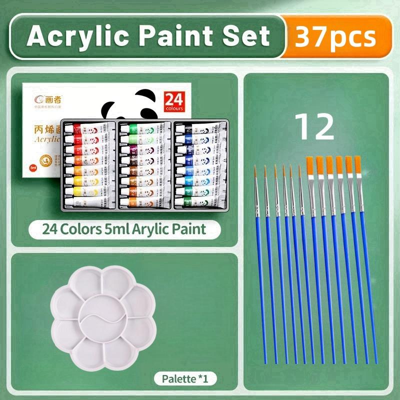 

Набор акриловых красок 25/31/37 шт., Профессиональный 12/18/24 шт. Набор акриловых цветов с яркими пигментами в тюбиках по 0,17 унции с 7 кистями для рисования