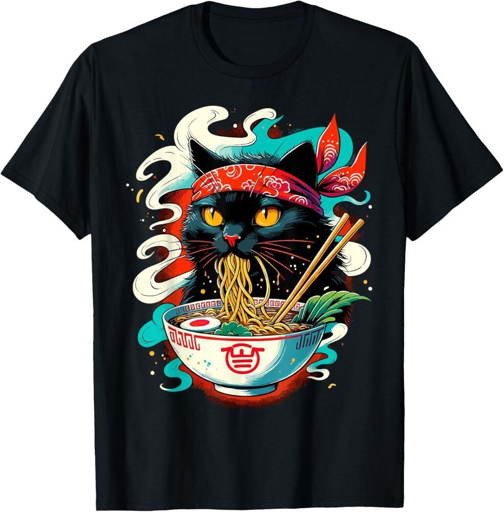 

Cat Ramen Noodle Japanese Anime Kawaii Cat T-Shirt 4XL