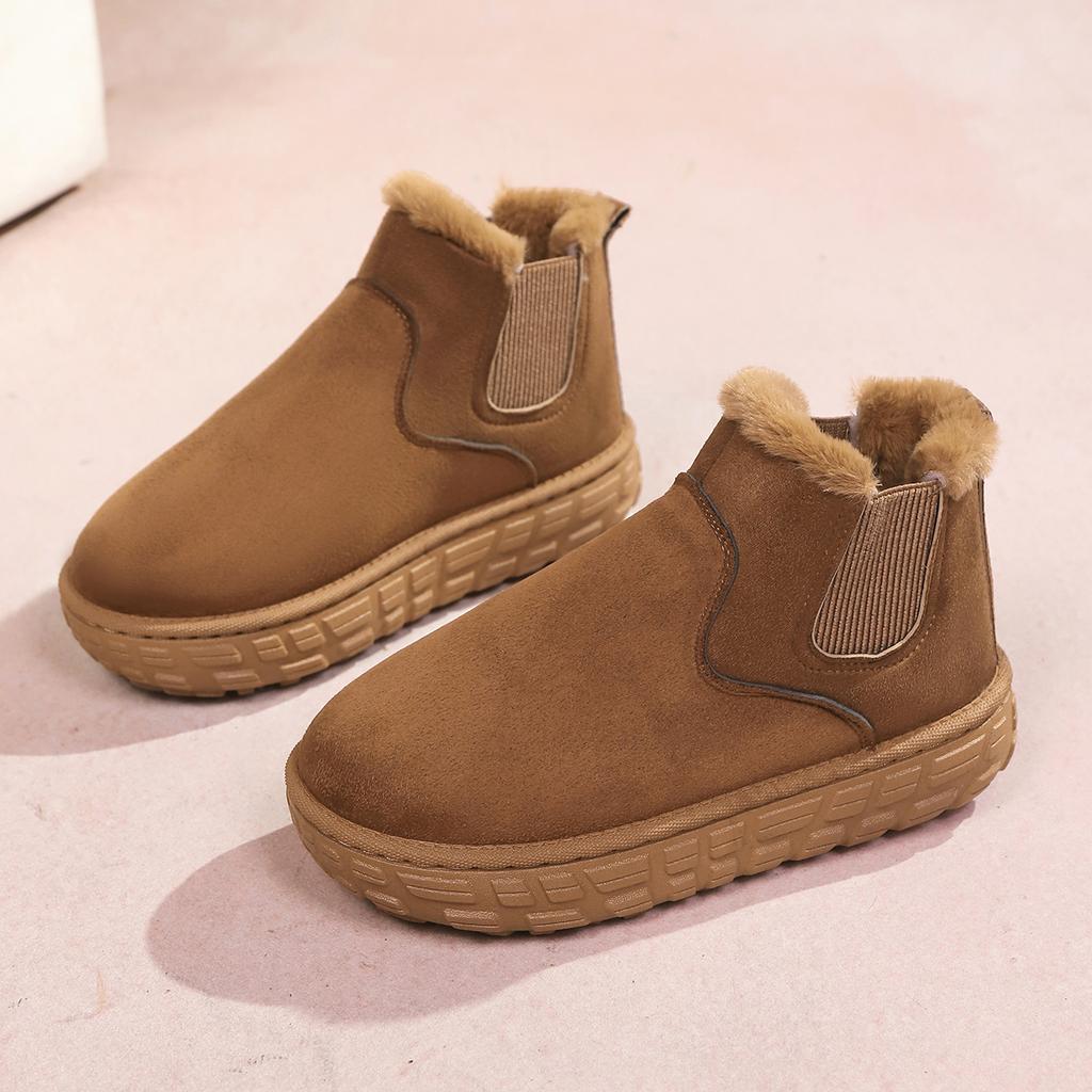 Flats Platform Ladies Shoes  Winter Women Short Plush Warm Snow Boots Casual Shoes Suede Fur Chelsea Ankle Comfortable Boots