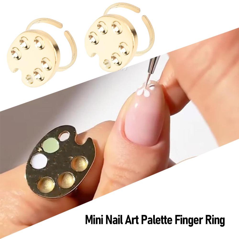 3Pcs 2.6*1.95*2.6CM Manicure Palette Gold Nail Art Display Ring Nail Art Display