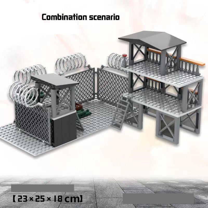 Military War Scene Series Fortress Base Battery watchtower Street View Building Block Toys  Playsets For Children Gift Presents Friend