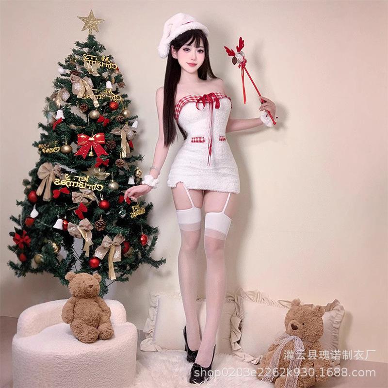 Large size new Christmas clothing women's hip skirt sweet hottie fun sweet bunny uniform New Year's robe