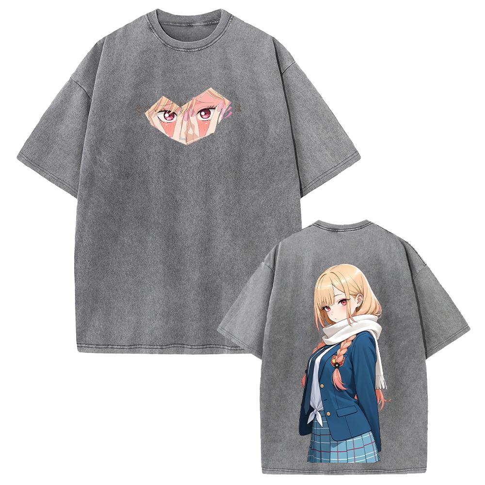 Anime T-shirt Marin Gothic Y2k Washed T Shirt Men Women Clothing Summer Short Sleeve Cotton Tees Tops