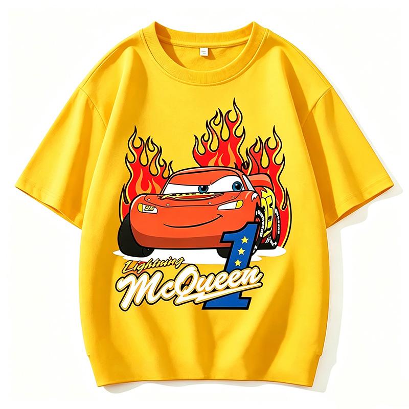 Cars Summer 2026 boys T-Shirt Lightning McQueen Short Sleeve for Boys and Girls Combinable with Everything