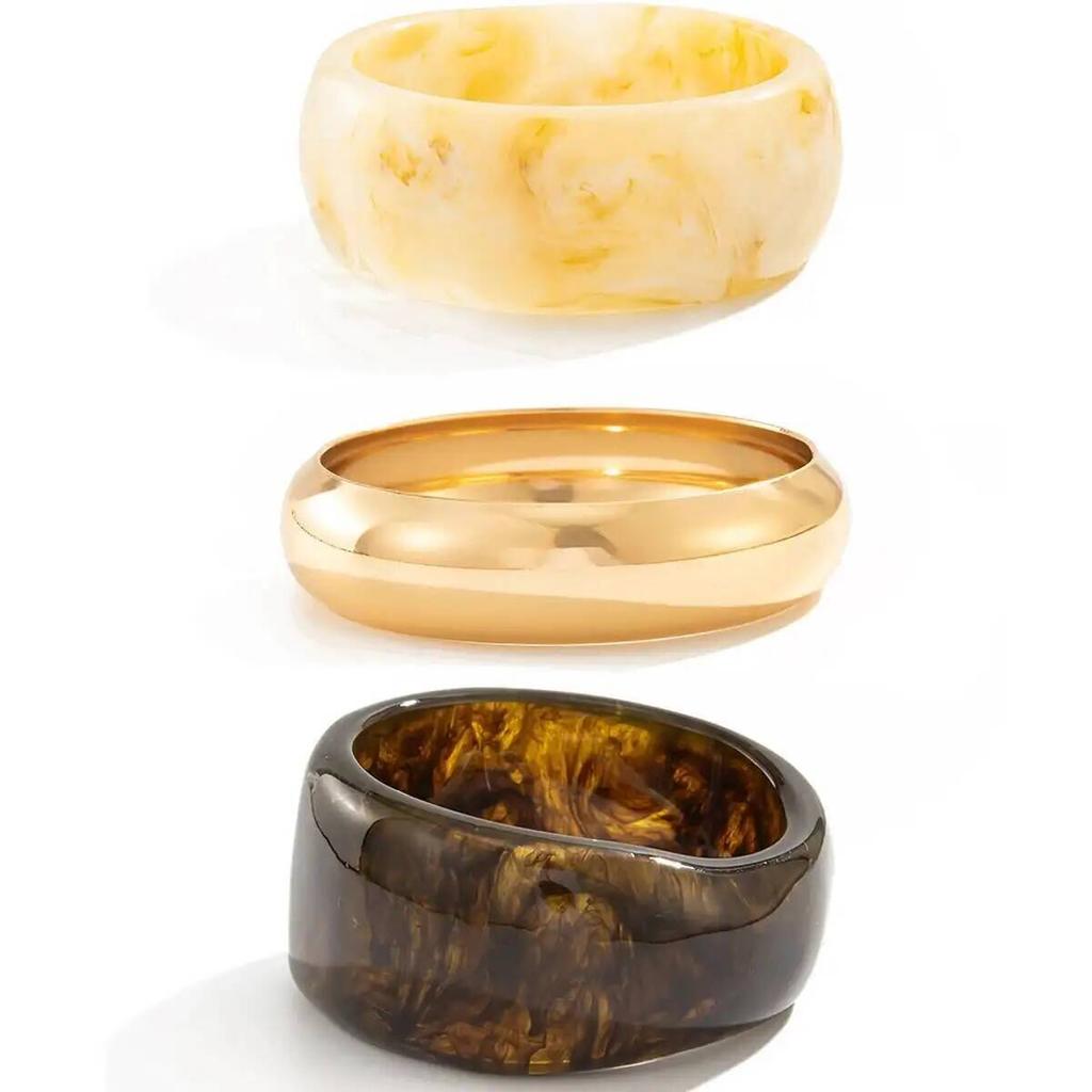 Ingemark 3 Styles Exaggerated Resin Acrylic Wide Bracelets for Women Hip Hop Geometric Bangles Grunge Jewelry Steampunk Pulseras