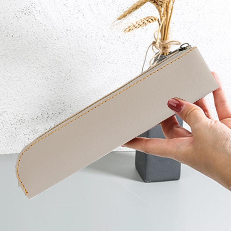 pencil case Pouch Portable Slim Stationery Organizer with Zipper PU Leather Large Capacity School Supplies for Students & Work