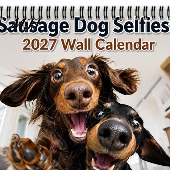 Thick Paper Monthly Journal 2027 Dachshunds Wall Calendar, Sausage Dog Selfies 12 Month Planner, Cute Yearly Appointment Tracker Theme Hanging