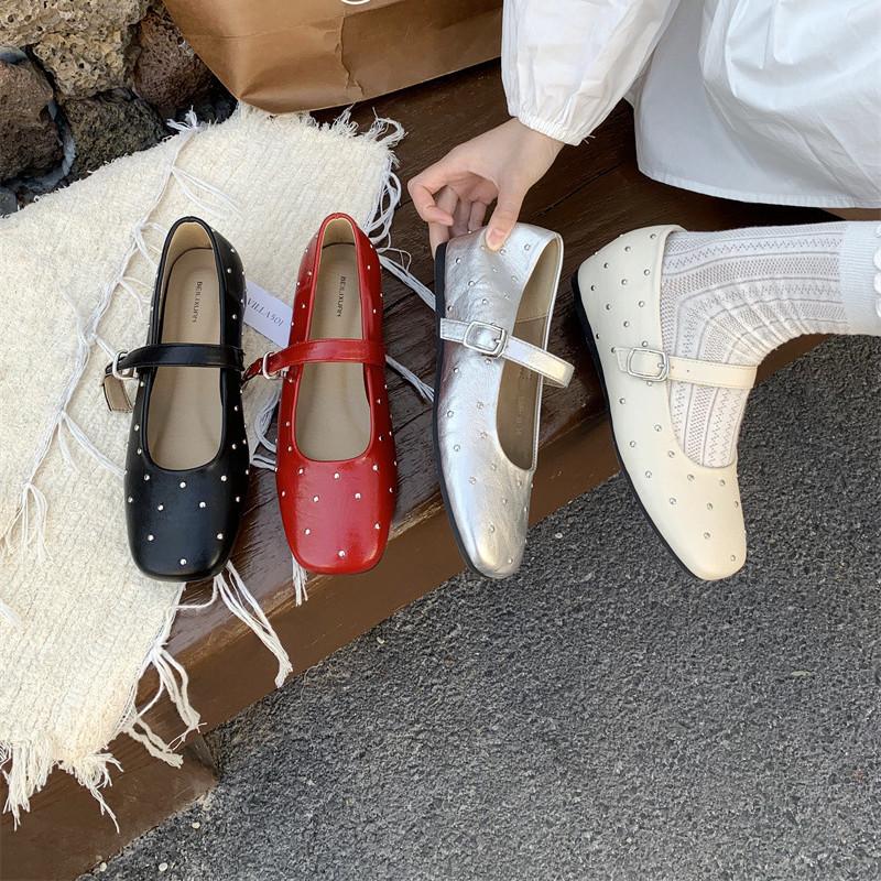 Fashion IPPEUM Women Mary Janes 2025 New Summer Ballerinas Shoes Mujer Buckle Straps Ballet Flats